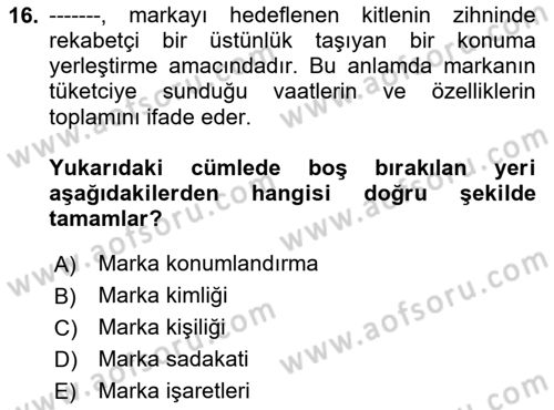Kurum Kültürü Dersi 2020 - 2021 Yılı Yaz Okulu Sınav Soruları 16. Soru
