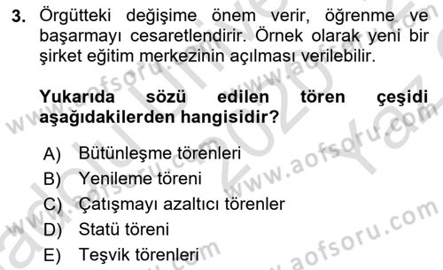 Kurum Kültürü Dersi 2020 - 2021 Yılı Yaz Okulu Sınav Soruları 3. Soru