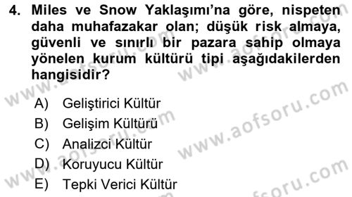 Kurum Kültürü Dersi 2020 - 2021 Yılı Yaz Okulu Sınav Soruları 4. Soru