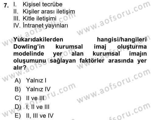 Kurum Kültürü Dersi 2020 - 2021 Yılı Yaz Okulu Sınav Soruları 7. Soru
