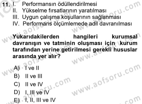 Kurum Kültürü Dersi 2021 - 2022 Yılı (Vize) Ara Sınav Soruları 11. Soru