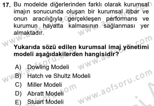Kurum Kültürü Dersi 2021 - 2022 Yılı (Vize) Ara Sınav Soruları 17. Soru