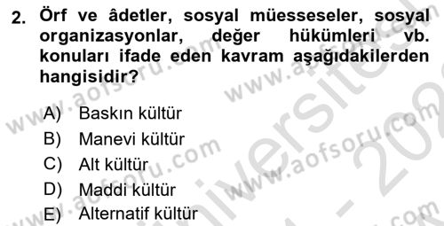 Kurum Kültürü Dersi 2021 - 2022 Yılı (Vize) Ara Sınav Soruları 2. Soru