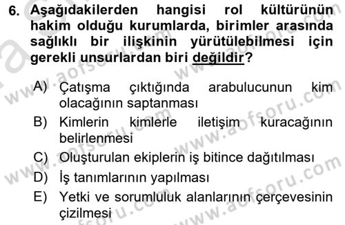 Kurum Kültürü Dersi 2021 - 2022 Yılı (Vize) Ara Sınav Soruları 6. Soru