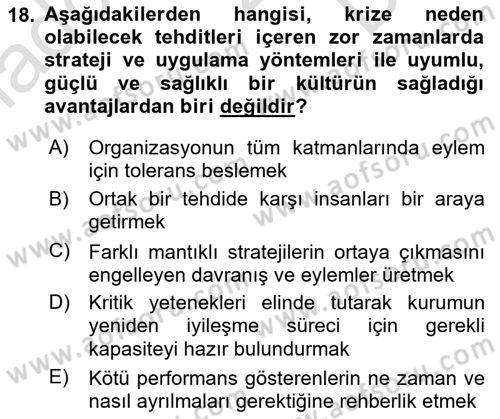 Kurum Kültürü Dersi 2021 - 2022 Yılı (Final) Dönem Sonu Sınav Soruları 18. Soru