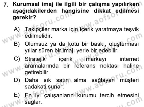 Kurum Kültürü Dersi 2021 - 2022 Yılı (Final) Dönem Sonu Sınav Soruları 7. Soru