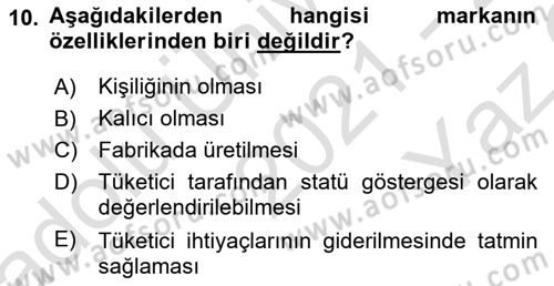 Kurum Kültürü Dersi 2021 - 2022 Yılı Yaz Okulu Sınav Soruları 10. Soru