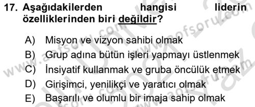 Kurum Kültürü Dersi 2021 - 2022 Yılı Yaz Okulu Sınav Soruları 17. Soru