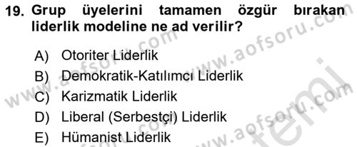 Kurum Kültürü Dersi 2021 - 2022 Yılı Yaz Okulu Sınav Soruları 19. Soru
