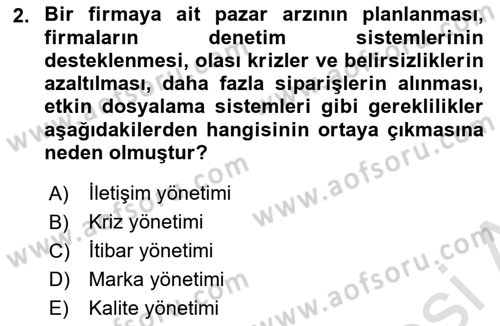 Kurum Kültürü Dersi 2021 - 2022 Yılı Yaz Okulu Sınav Soruları 2. Soru