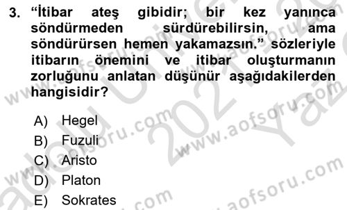 Kurum Kültürü Dersi 2021 - 2022 Yılı Yaz Okulu Sınav Soruları 3. Soru