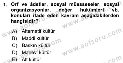 Kurum Kültürü Dersi 2022 - 2023 Yılı (Vize) Ara Sınav Soruları 1. Soru