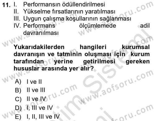 Kurum Kültürü Dersi 2022 - 2023 Yılı (Vize) Ara Sınav Soruları 11. Soru