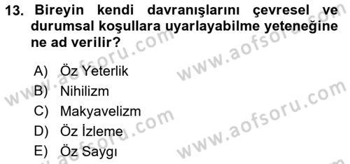 Kurum Kültürü Dersi 2022 - 2023 Yılı (Vize) Ara Sınav Soruları 13. Soru