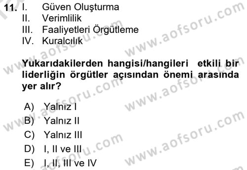 Kurum Kültürü Dersi 2022 - 2023 Yılı (Final) Dönem Sonu Sınavı 11. Soru