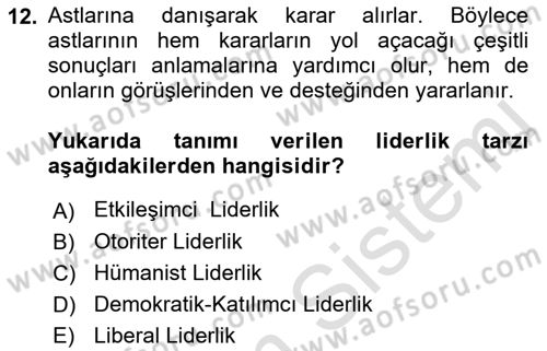 Kurum Kültürü Dersi 2022 - 2023 Yılı (Final) Dönem Sonu Sınav Soruları 12. Soru