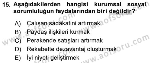 Kurum Kültürü Dersi 2022 - 2023 Yılı (Final) Dönem Sonu Sınav Soruları 15. Soru