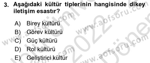 Kurum Kültürü Dersi 2022 - 2023 Yılı (Final) Dönem Sonu Sınav Soruları 3. Soru
