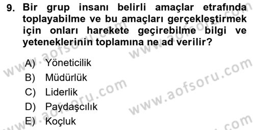 Kurum Kültürü Dersi 2022 - 2023 Yılı (Final) Dönem Sonu Sınav Soruları 9. Soru