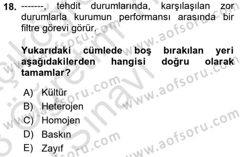Kurum Kültürü Dersi 2022 - 2023 Yılı Yaz Okulu Sınav Soruları 18. Soru