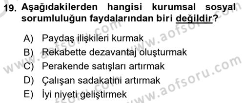 Kurum Kültürü Dersi 2022 - 2023 Yılı Yaz Okulu Sınav Soruları 19. Soru