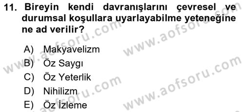 Kurum Kültürü Dersi 2023 - 2024 Yılı (Vize) Ara Sınavı 11. Soru