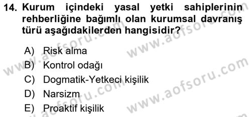 Kurum Kültürü Dersi 2023 - 2024 Yılı (Vize) Ara Sınavı 14. Soru