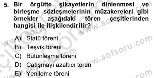 Kurum Kültürü Dersi 2023 - 2024 Yılı (Vize) Ara Sınavı 5. Soru