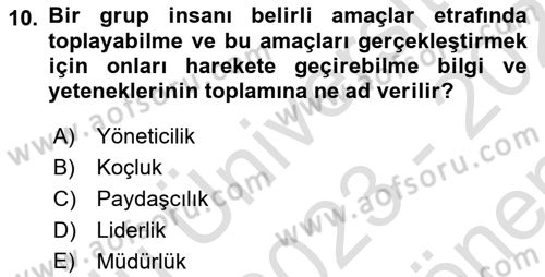 Kurum Kültürü Dersi 2023 - 2024 Yılı (Final) Dönem Sonu Sınav Soruları 10. Soru