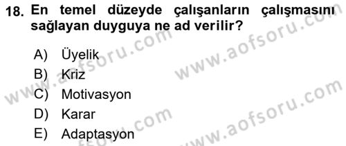 Kurum Kültürü Dersi 2023 - 2024 Yılı (Final) Dönem Sonu Sınav Soruları 18. Soru