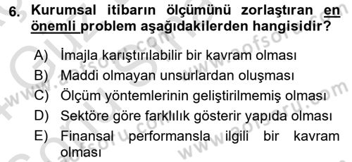 Kurum Kültürü Dersi 2023 - 2024 Yılı (Final) Dönem Sonu Sınav Soruları 6. Soru