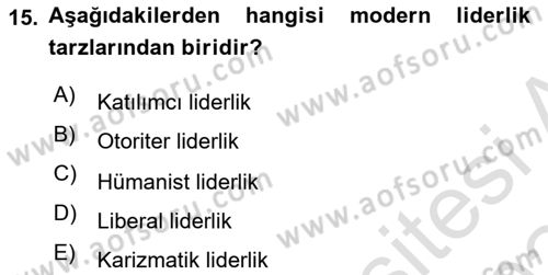 Kurum Kültürü Dersi 2023 - 2024 Yılı Yaz Okulu Sınav Soruları 15. Soru