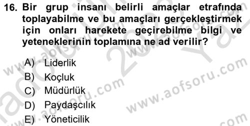 Kurum Kültürü Dersi 2023 - 2024 Yılı Yaz Okulu Sınav Soruları 16. Soru