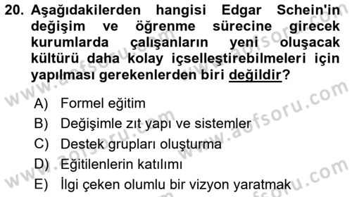 Kurum Kültürü Dersi 2023 - 2024 Yılı Yaz Okulu Sınav Soruları 20. Soru