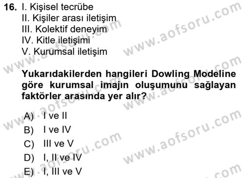 Kurum Kültürü Dersi 2024 - 2025 Yılı (Vize) Ara Sınav Soruları 16. Soru