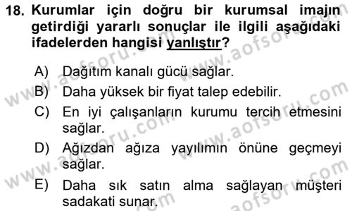Kurum Kültürü Dersi 2024 - 2025 Yılı (Vize) Ara Sınav Soruları 18. Soru
