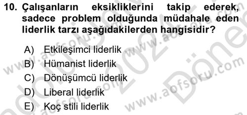Kurum Kültürü Dersi 2024 - 2025 Yılı (Final) Dönem Sonu Sınav Soruları 10. Soru