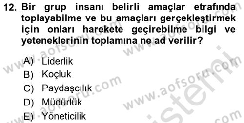 Kurum Kültürü Dersi 2024 - 2025 Yılı (Final) Dönem Sonu Sınav Soruları 12. Soru