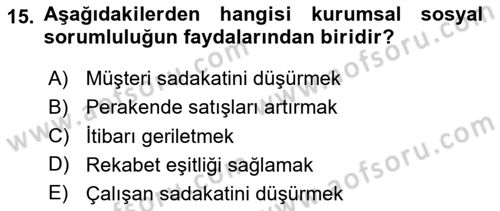 Kurum Kültürü Dersi 2024 - 2025 Yılı (Final) Dönem Sonu Sınav Soruları 15. Soru
