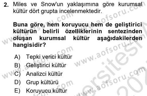 Kurum Kültürü Dersi 2024 - 2025 Yılı (Final) Dönem Sonu Sınav Soruları 2. Soru