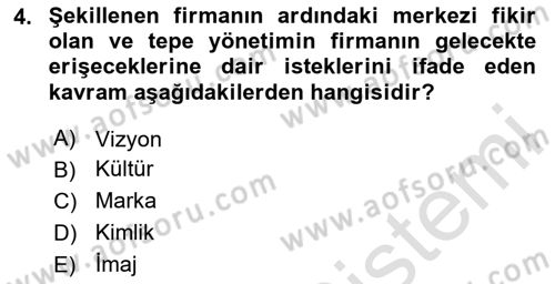 Kurum Kültürü Dersi 2024 - 2025 Yılı (Final) Dönem Sonu Sınav Soruları 4. Soru