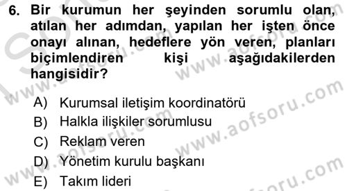 Kurum Kültürü Dersi 2024 - 2025 Yılı (Final) Dönem Sonu Sınav Soruları 6. Soru