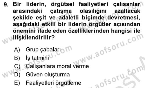 Kurum Kültürü Dersi 2024 - 2025 Yılı (Final) Dönem Sonu Sınav Soruları 9. Soru