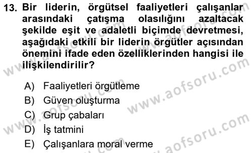 Kurum Kültürü Dersi 2024 - 2025 Yılı Yaz Okulu Sınav Soruları 13. Soru