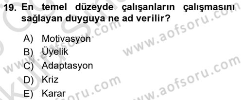 Kurum Kültürü Dersi 2024 - 2025 Yılı Yaz Okulu Sınav Soruları 19. Soru