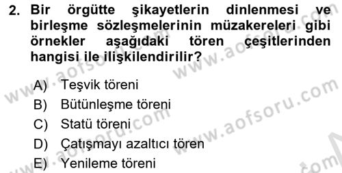 Kurum Kültürü Dersi 2024 - 2025 Yılı Yaz Okulu Sınav Soruları 2. Soru