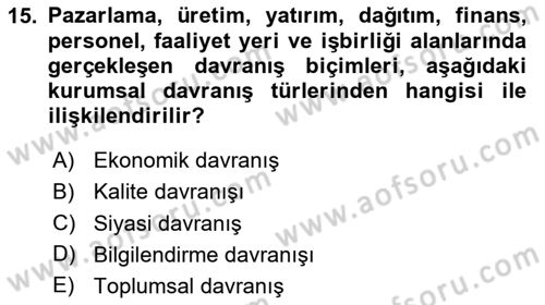 Kurum Kültürü Dersi 2025 - 2026 Yılı (Vize) Ara Sınav Soruları 15. Soru