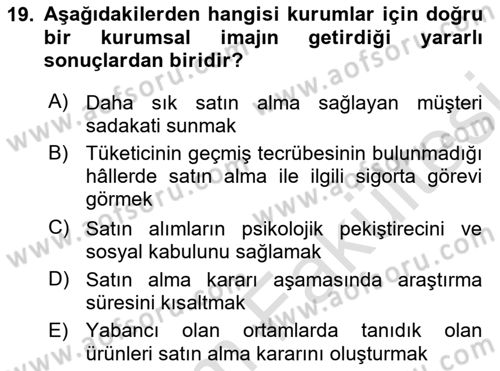 Kurum Kültürü Dersi 2025 - 2026 Yılı (Vize) Ara Sınav Soruları 19. Soru