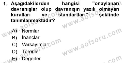 Kurum Kültürü Dersi 2025 - 2026 Yılı (Final) Dönem Sonu Sınav Soruları 1. Soru