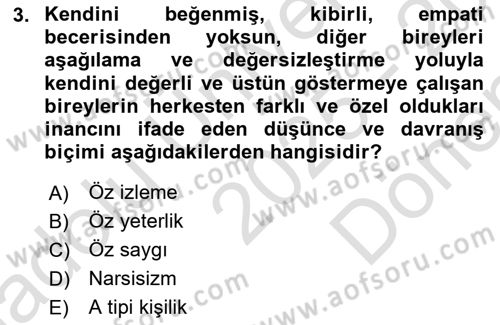 Kurum Kültürü Dersi 2025 - 2026 Yılı (Final) Dönem Sonu Sınav Soruları 3. Soru